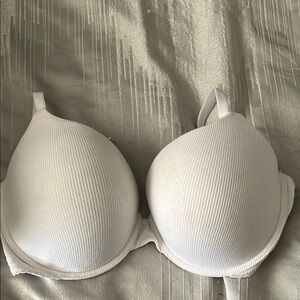 White Ribbed Women's Bra